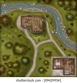 Fantasy Illustration Househome Map Ttrpg Games Stock Illustration ...