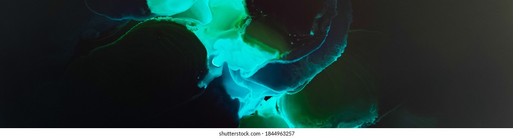 Fantasy Ink Fluid. Turquoise Trendy Background. Blue Modern Texture. Green Geode Backdrop. Vaporwave Pattern. Abstract Silhouette. Kaleidoscope Canvas. Black Fantasy Ink Fluid.