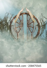 Fantasy Landscape In The Heaven With Gate