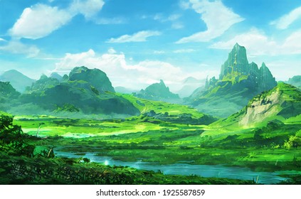 Fantasy landscape and unknown legend