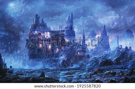 Fantasy landscape and unknown legend