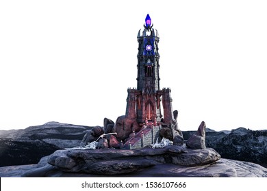 Fantasy Magic Dark Evil Tower, 3D Illustration, 3D Rendering