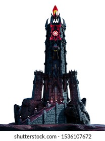 Fantasy Magic Dark Evil Tower, 3D Illustration, 3D Rendering
