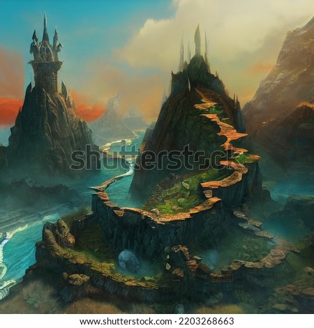 fantasy map rpg remaster  Adventure  elements with colorful  illustration