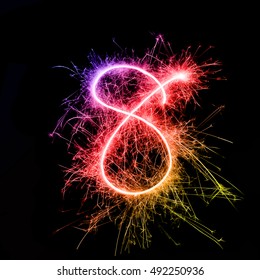 Fantasy Number Sparkler On Black Background Stock Illustration ...