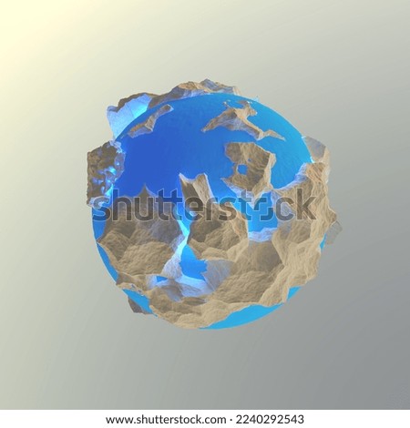 fantasy planet globe view from space unfamiliar planet icon 3d rendering 3d visualization 3d illustration