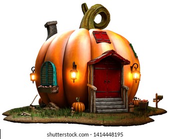 Fantasy Pumpkin House 3D Illustration