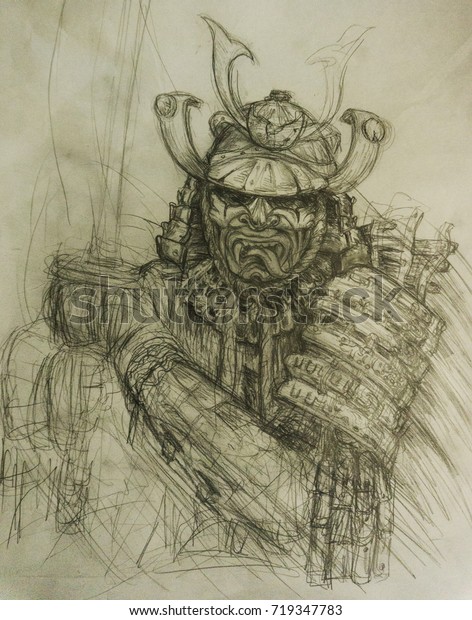 Hakuun Fantasy Samurai Drawing Sketch Character Background Liittyva Kuvituskuva 719347783