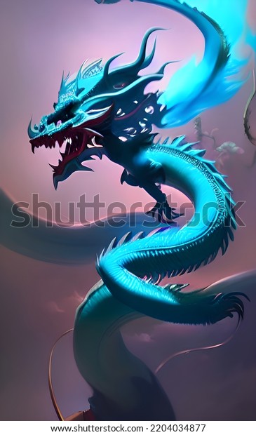 Fantasy Scene Dragon Digital Art Style Stock Illustration 2204034877 ...