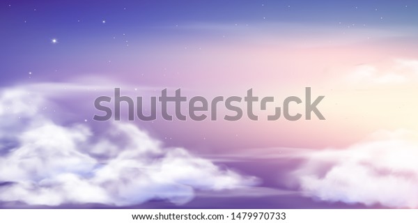 空想の空 美しい妖精の空 夢の雲 素晴らしい曇り空のパステルの色 紫色の空の壁紙または魔法の夜空の背景イラスト のイラスト素材