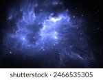 Fantasy space nebula. Giant interstellar cloud with stars. 3D illustration
