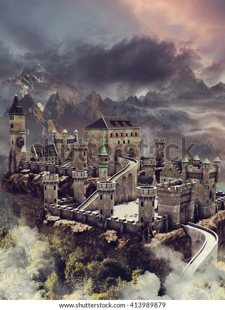 fantasy stone castle mountain near forest stock illustration 413989879 https www shutterstock com image illustration fantasy stone castle mountain near forest 413989879