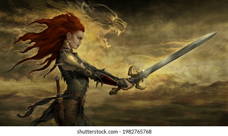 Fantasy Warrior Woman - Digital Illustration