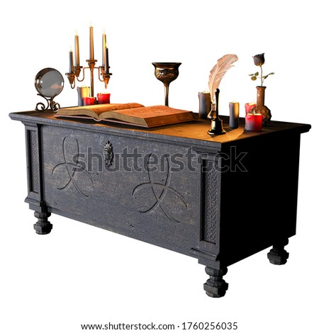 Fantasy Witch Cottage Interior, 3D illustration, 3D rendering