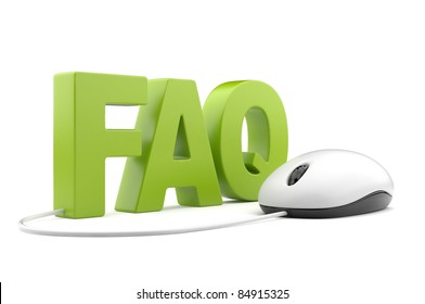 FAQ 3D Text With Computer Mouse. Isolated On White