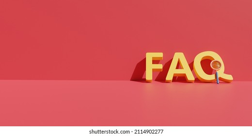 Faq Frequently Asked Question Big Word Text With Red Background And Magnifying Zoom Tools . 3d Illustration Rendering Render