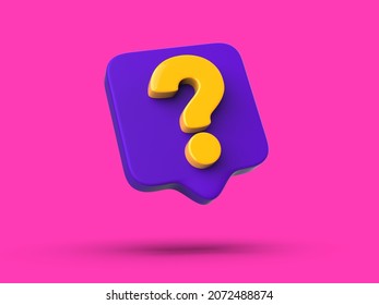 FAQ icon concept. Question mark 3D render illustration