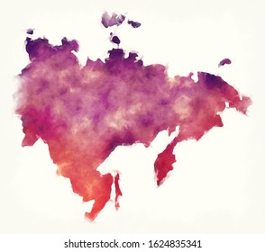 Far East Russia Region Watercolor Map