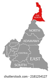 Far North Region Red Highlighted In Map Of Cameroon