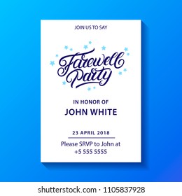 Farewell party hand written lettering. Invitation card, poster, banner template.  illustration