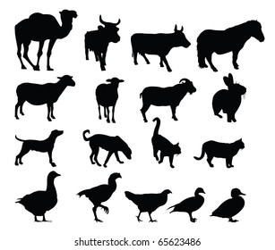 Farm animal silhouettes