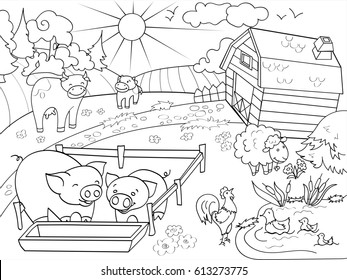 Download Farm Animals Coloring Pages Hd Stock Images Shutterstock