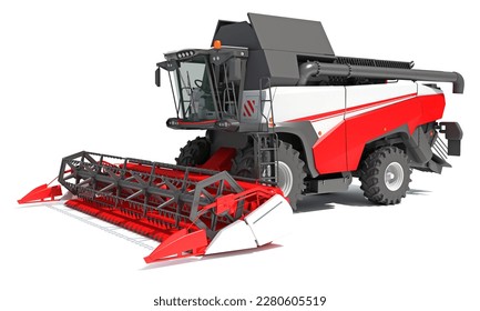 Farm Combine Harvester 3D rendering on white background - Shutterstock ID 2280605519