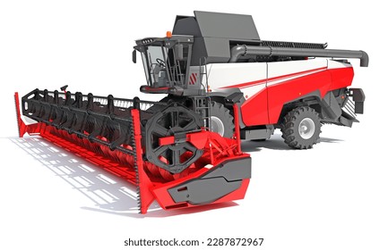 Farm Combine Harvester 3D rendering on white background - Shutterstock ID 2287872967