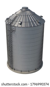 Farm Grain Storage Bin 3D Illustration On White Background