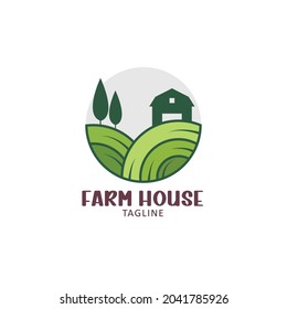 Farm House Logo Badge Icon Emblem Design Illustration Circle