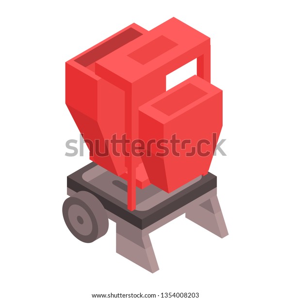 Farm red machinery\
icon. Isometric of farm red machinery icon for web design isolated\
on white background