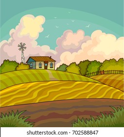 Old Barn Field Drawing Vector Stock Vector (Royalty Free) 200727281