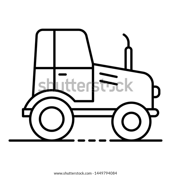Farm tractor icon. Outline farm tractor\
icon for web design isolated on white\
background