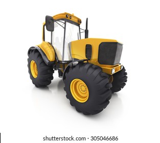 Farm Tractor On A White Background