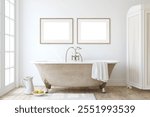 Farmhouse bathroom . Interior and frame mockup. 3d render.