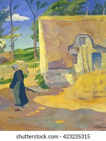 Farmhouse at Le Pouldu, by Paul Serusier, 1890, French post-impressionist painting, oil on canvas. As a younger artist, Serusier joined Gauguin's circle which included Emile Bernard and Maurice Denis
