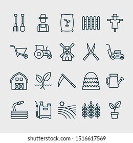 Farming And Agriculture Outline Icon Set