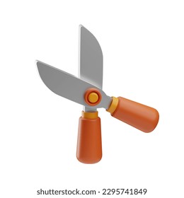 farming object pruning shears illustration 3d