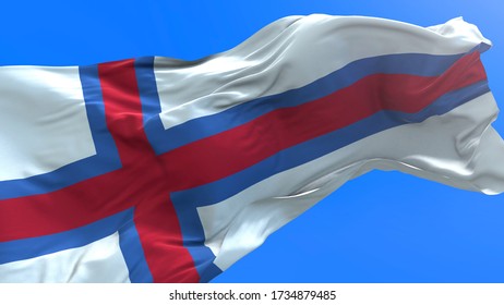 Faroe Island flag    3D realistic waving flag background