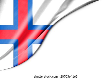Faroe Islands flag  3d illustration  and white background space for text  Close  up view 