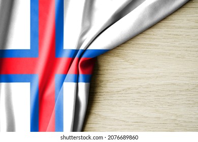 Faroe Islands flag  Fabric pattern flag Faroe Islands  3d illustration  and back space for text  Close  up view 