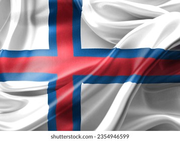 Faroe Islands flag    realistic waving fabric flag