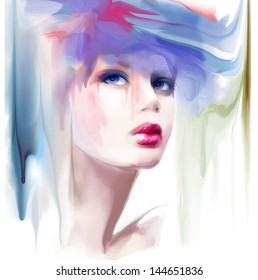 Fashion Art Portrait Beautiful Girl Stock Illustration 144651836 ...