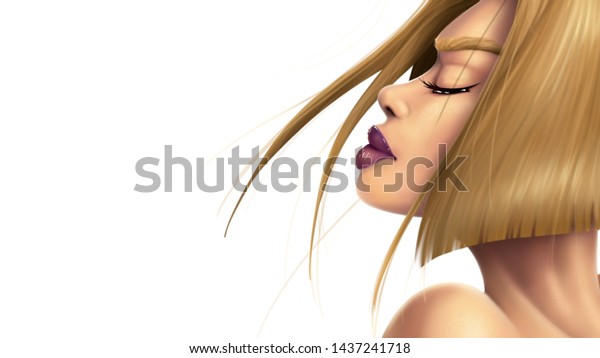 Fashion Blonde Girl Digital Art Stock Illustration 1437241718