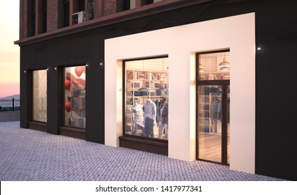 Fashion Boutique Storefront Mockup 3d Rendering