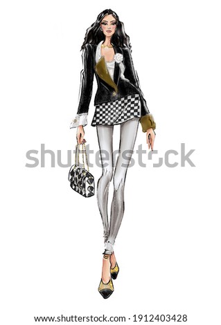 Fashion girl. Abstract female character. Fashion illustration.