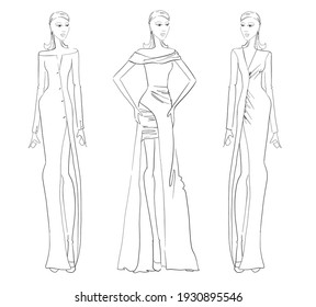 Fashion Illustration. Woman in evening dress