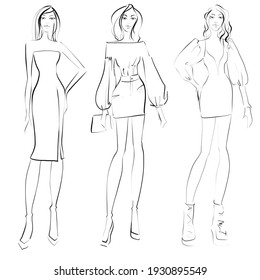 Fashion Illustration. Woman in evening dress
