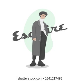 Fashion Magazine Cover With Esquire On Background. Simple Flat Illustration.