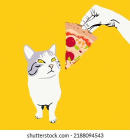 Fashion minimal illustration. Pizza lover funny concept